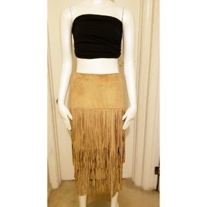 Faux Suede Fringed Skirt Size Size 4